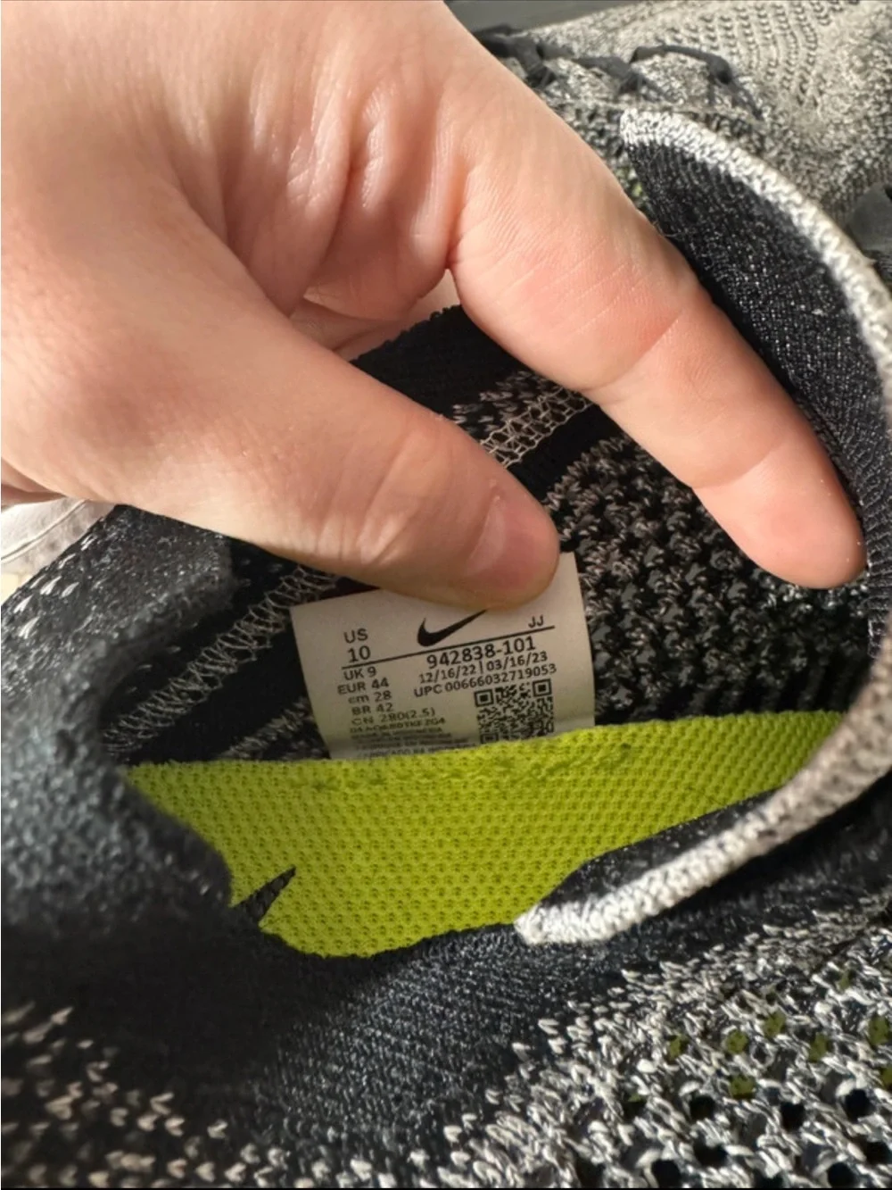 Nike Black and Lime Green Flyknit Trainer